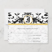 Bumble Bee Yellow Damask Carte de réponse (Dos)