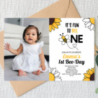 Bumble Bee Zonnebloemen Eerste 1e Verjaardagsfeest