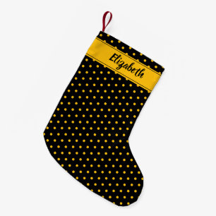 Bumble Bee Zwart en Geel Polka Dot Custom Kleine Kerstsok