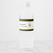 Bumble Bee Zwart en Goud Baby shower Waterfles Etiket (Voorkant)