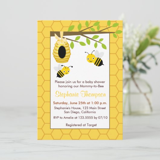 Bumble Bees Baby Shower Invitations (Debout devant)
