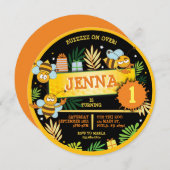 BUMBLE BEES Baby's First Birthday Party Invitation (Devant / Derrière)