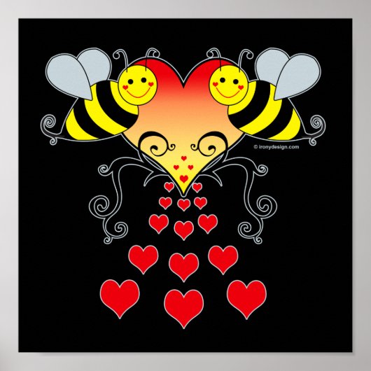 Bumble Bees & Hearts Art Posters (Voorkant)