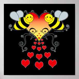 Bumble Bees & Hearts Posters d'Art