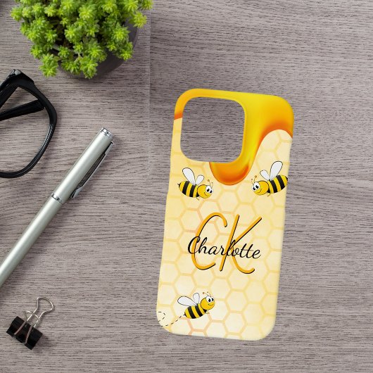 Bumble bees honingraat honingraat druppelmonogram Case-Mate iPhone case