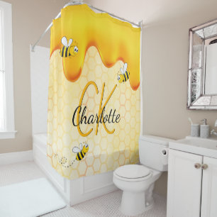 Bumble bees honingraat honingraat druppelmonogram douchegordijn