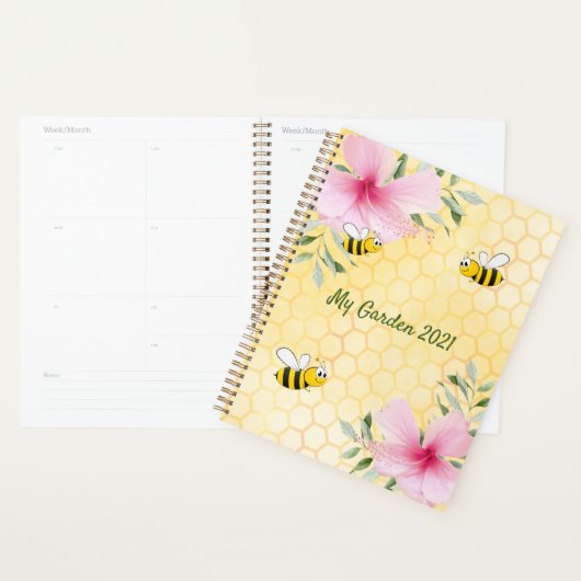 Bumble bees yellow honeycomb garden backyard 2022 planner (Display)