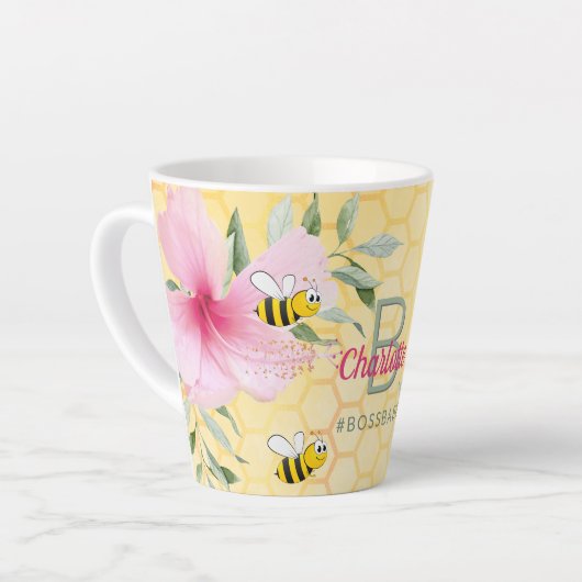 Bumble bees yellow honeycomb roze bossbaba latte mok (Linkerhoek)