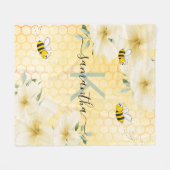 Bumble bei florals yellow honeycomb pret monogram fleece deken (Voorkant (Horizontaal))