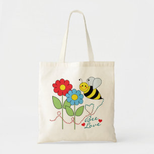 Bumble bei met bloemen bijenliefde tote bag