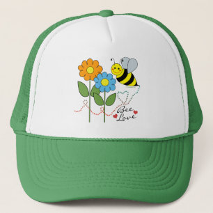 Bumble bei met bloemen bijenliefde trucker pet