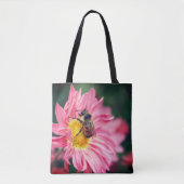 Bumble bei on roze Daisy Flower Draagtas (Voorkant)