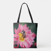Bumble bei on roze Daisy Flower Draagtas (Achterkant)