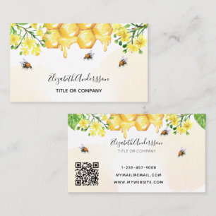 Bumble beien honey yellow floral qcode visitekaartje