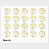 Bumble beien honey yellow florals bruiloft ronde sticker (Vel)