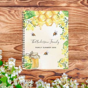 Bumble beien honey yellow florals family name notitieboek