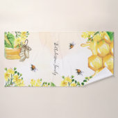 Bumble beien honey yellow florals monogram badhanddoek (Badhanddoek)