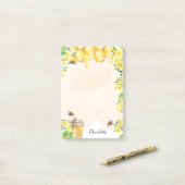 Bumble beien honey yellow florals monogram post-it® notes (Op bureau)