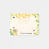 Bumble beien honey yellow florals monogram post-it® notes (Voorkant)