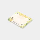 Bumble beien honey yellow florals monogram post-it® notes (Schuin)