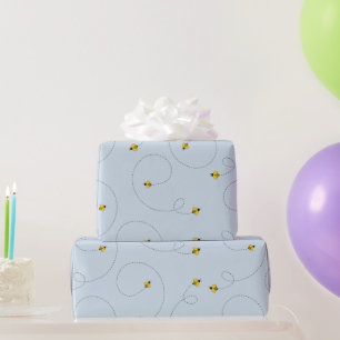 Bumble bijen Blauw Baby shower Naadloos Cadeaupapier