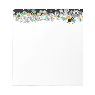 Bumble bijen White Daisies en Black Polka Dots Notitieblok