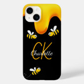 Bumble bijen zwart honingdruppelmonogram Case-Mate iPhone case (Achterkant)