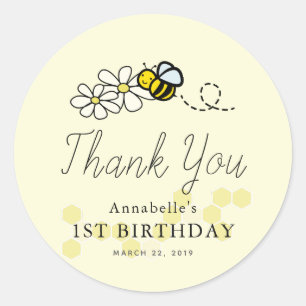 Bumble/Honey Bee Any Age Verjaardag Dank u Ronde Sticker