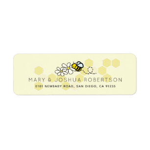 Bumble / Honey Bee & Daisy Yellow Address Label