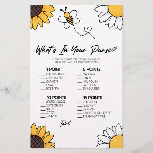 Bumble Honey Bee Wat is er in Purse Baby shower sp Briefpapier (Voorkant)