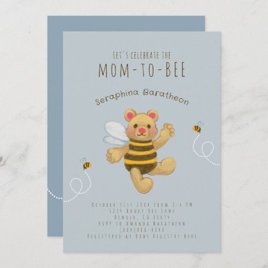 Bumble jaune mignon Bee Bear Invitation (Devant / Derrière)