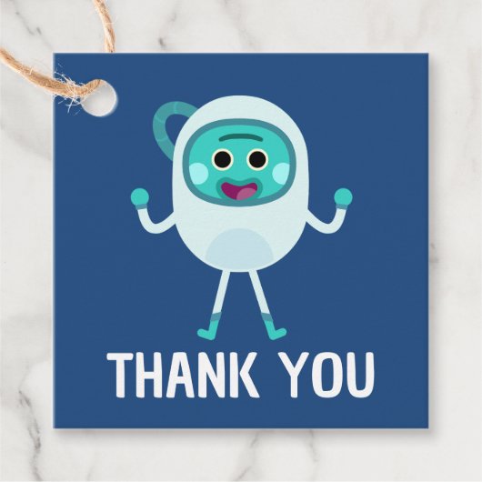 Bumble Nums Space Verjaardag Bedankt Bedankjes Labels (Voorkant)