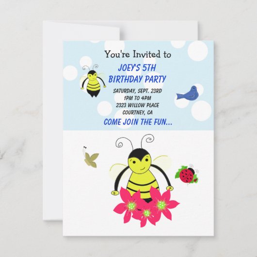 Bumble Whimsical Bee Anniversaire Fête Invitation (Devant)