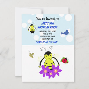 Bumble Whimsical Bee Anniversaire Fête Invitation
