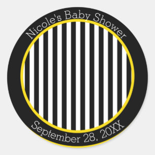 Bumble Zwarte Witte Gele Bij Thema Baby Shower Ronde Sticker