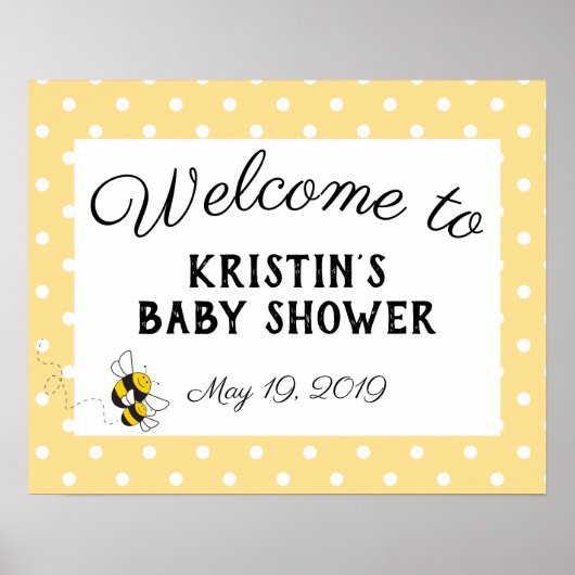 Bumblebee baby shower affiche de bienvenue - grand (Devant)