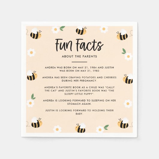 Bumblebee Baby shower Leuke feiten Servet (Voorkant)