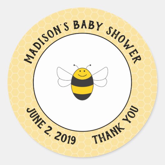 Bumblebee baby shower merci autocollants pour la f (Devant)