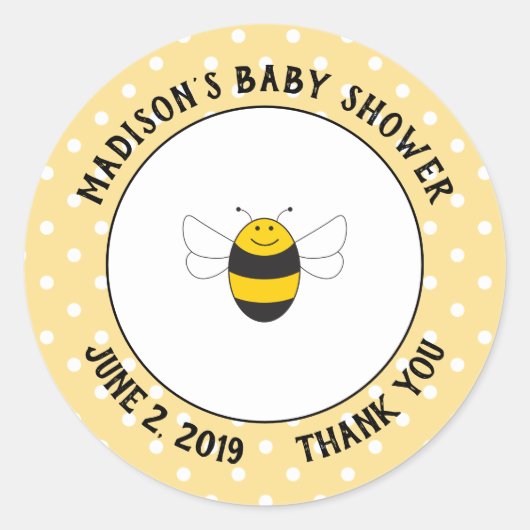 Bumblebee baby shower merci autocollants pour la f (Devant)