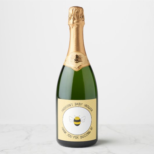 Bumblebee baby shower sparkling wijnetiket (Voorkant)
