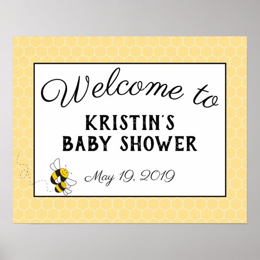 Bumblebee baby shower, welkom poster - groot (Voorkant)