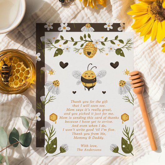 Bumblebee Bee Baby shower Carte de remerciements
