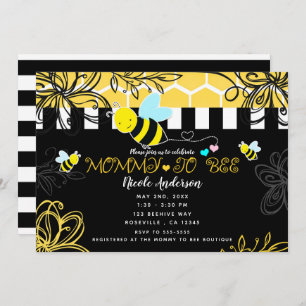 Bumblebee Black & Yellow Baby shower mammie om te  Kaart