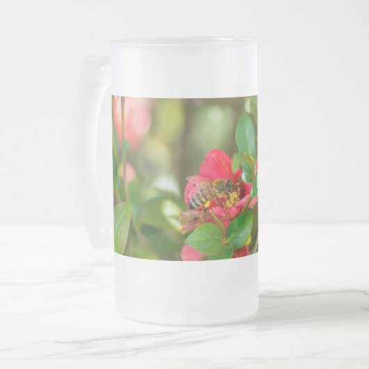 Bumblebee en Azalea Mok van geblazen glas (Voorkant links)