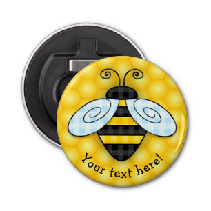 Bumblebee en honingraat button flesopener