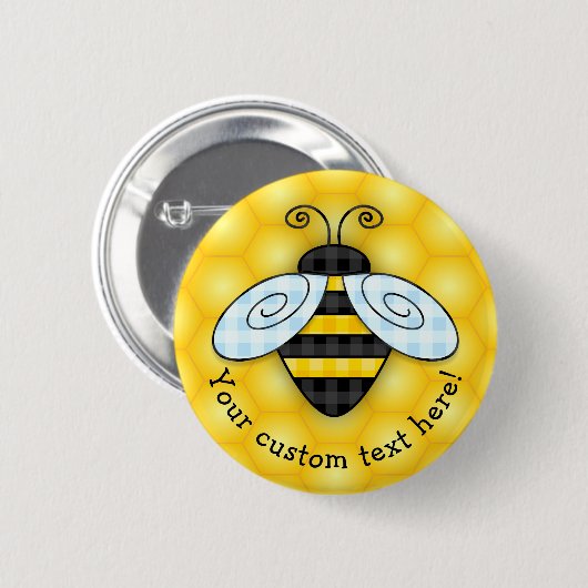 Bumblebee en honingraat ronde button 5,7 cm (Voorkant /achterkant)