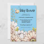 Bumblebee Florals Baby Blue Shower Kaart (Voorkant)
