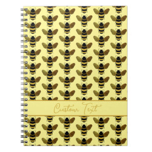 BUMBLEBEE GOLD BLACK BEE HERHALING PATROON GEEL NOTITIEBOEK