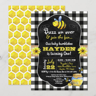 Bumblebee Honey Comb Sweet Baby Eerste Verjaardag Kaart