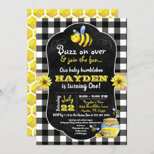 Bumblebee Honey Comb Sweet Baby First Birthday Kaart